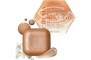 Senso Naturale Olio Illuminante Corpo Solido Bronze Gold Crema Abbronzante Corpo con Brillantini Shimmer Glitter, Idratante Nutriente Profumata Neroli, Vitamina E, Burro di Karitè, Naturale Vegano