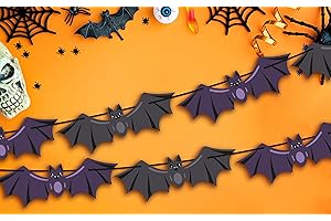 The Heritage Press Double Sided spooky Halloween Decoration - Party Bunting - Bats - hanging Garland - 3m Long - 16 bats - Made in UK - 10m ribbon included simply cut to fit your space