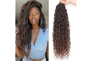 Xtrend 24Inch 8packs Bohemian Faux Locs Crochet Hair Pre-Looped Messy River Bohemian Locs Hair Wavy Crochet Braids With Curly Hair In Middle And Ends 12Strands/pack T30#…