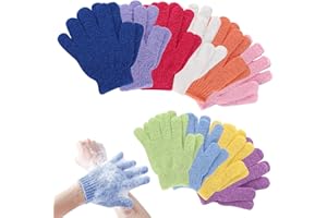 Anei 20 guantes exfoliantes de cuerpo y baño, guantes de ducha de bambú, elimina el cabello encarnado y la piel muerta, para ducha, spa, masaje y removedor de células muertas, lufa, 10 colores