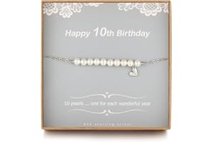 TISSGIRL 10 Year Old Gifts for Girls - Sweet Pearl Bracelet Gifts for 10 Year Olds Girls, Adjustable Pearl Bracelet, Presents for 10 Year Old Little Girls