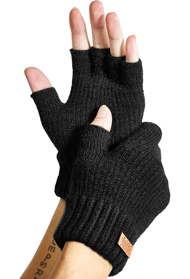 DUHGBNE Winter Gebreide Vingerloze Handschoenen Warmte-isolatie Warme Cabrio Wanten Klep Cover Voor Mannen Vrouwen Latex Kleding Vrouw (Khaki, One Size