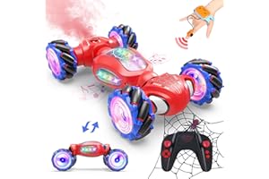 Dysaim Coche Teledirigido Niños, Coche Teledirigido con La Mano, 360° Drift Spider Coche Control Gestual, 2 Baterías Recargable, 2.4Ghz RC Stunt Car Navidad Regalo para Niños De 6 8 12 Años, El Rojo