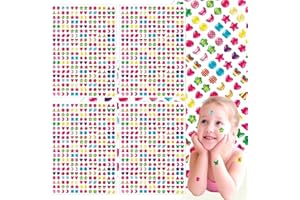 Norhogo 2000+ Stick on Earrings, 3D Gem Stickers Glitter Sparkle Crystal Sticker, Sticky on Earring for Kids, Self-Adhesive Glitter Craft Crystal Stickers, Stick on Earrings for Girls, 4 Sheet