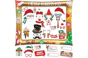Yuning Weihnachten Aufblasbare Fotorahmen mit 38 Stück Foto Requisiten, Weihnachtsdeko Photo Booth Props, Requisiten Weihnachtsfeier Fotobox Accessoires Fotorequisiten für Weihnachten Partyzubehör