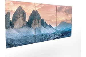 Panorama Stampa su Tela Canvas Tre Cime delle Dolomiti di Lavaredo in 3 Pezzi 210x100cm