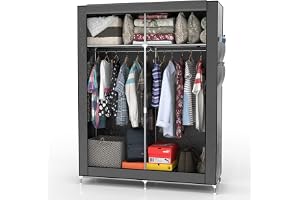Armadio Pieghevole In Tessuto Ruhhy 170x170 Cm Con 14 Ripiani E 2 Aste