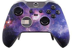 eXtremeRate Nebula Galaxy Patterned Faceplate Cover, Soft Touch Front Housing Shell Case, Comfortable Soft Grip Replacement Kit for Xbox One Elite Controller Model 1698