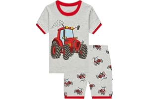 SEVEN BB Pijamas Corta para Niños Dinosaurio Tractor Tiburón Avión Motocicleta Luna Estrella Animal de Manga Corta Verano Algodón Conjunto Dos Piezas Pjs 2-12 Años