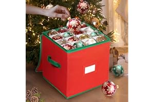 Shyllin Scatola per Palline di Natale, Sacca Porta Palline di Natale, Organizer Addobbi Natalizi, 64 Scomparti, Adatto per Decorazioni Natalizie e per Riporre Vestiti, 30 * 30 cm (Rosso)