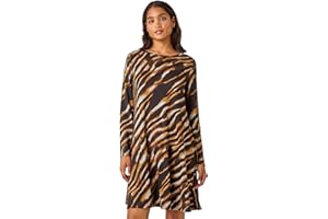 Roman Originals Tunic Dress with Pockets for Women UK - Ladies Oversized Swing Slouch Stretchy Casual Winter Autumn Jersey Everyday Pull On Comfy Soft Relaxed Work Office