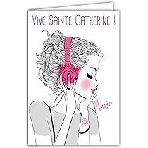 68-1307 Carte Avec Enveloppe Vive Sainte Catherine Chapeaux 25 Novembre Bonne Fête Pour Petite Fille Qui Aime Les Chiens Promenade Sable Mer Vert D'eau Carte à échanger Collectionner Récréation