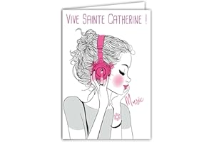 AFIE 68-1334 Carte qui s'ouvre Vive Sainte Catherine Bonne Fête 25 novembre pour Jeune Fille Femme Catherinette Chanteuse Adolescente Avec Enveloppe Blanche Format 12x17,5cm
