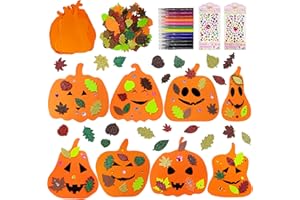 BYHSOEP Herbst Bastelset für Kinder - 128 Stück Halloween & Kürbis DIY Dekorationen