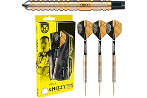 Harrows Dave „Chizzy“ Chisnall 90% Tungsten Darts | PRO Player Steel Tip Darts-Set| 21g, 22g, 23g, 24g, 25g & 26g | Enthält Supergrip-Carbonschäfte und 100-Mikron-Chizzy-Flights