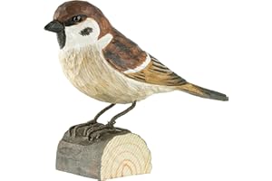 WILDLIFEGARDEN Wildlife Garden WG408 DecoBird Feldsperling - Handgeschnitzter Dekorative Vogel aus Holz - Kleine Europäische Vögel