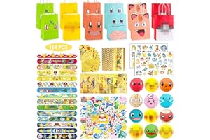 Seamart Mitgebsel Tüten Set Geschenktüte Party Füllers 164 Pcs Kleine Mitgebsel Kindergeburtstag (Armband, Spielkarte, Geschenktüten, Aufkleber, Abzeichen)