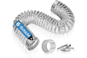 Hon&Guan 100mm Alu Flexschlauch 6 Schicht Verdickt, Gehärtete Kanten Design Abluftschlauch, Flexibel Hitzebeständiger Aluflexrohr Länge 1,5m für Abzugshaube, Trockner, Klimaanlage, Rohrventilator