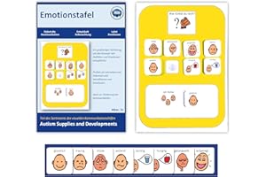AUTISM SUPPLIES AND DEVELOPMENTS Emotionsauswahl Nonverbale Kommunikationstafel – Autismus Hilfsmittel – 8 Kommunikationskarten Autismus – Robust Hochwertige Visuelle Kommunikation