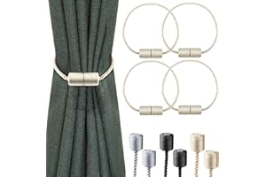 Milaloko 4 szt. Silna magnetyczna zasłona Tiebacks z grubszą ozdobną liną skrętną krawat z tyłu uchwyty do zasłon okiennych, beżowy