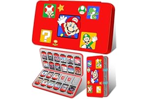 Koecya for Nintendo Switch Game Case with 24 Game Holder Slots and 24 SD Micro Card Slots for Nintendo Switch/Lite/OLED,Cute Cartoon Games Cartridge Cases for Boys Kids Girls Kawaii Storage Box, Red