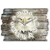 Orologio Da Parete In Legno Naturale Shabby Chic - 40x27 Cm, Quarzo Silenzioso, Radiocontrollato - copertina