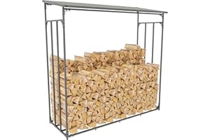 CLP stojak aluminiowy na drewno kominkowe Ruston, regał na drewno kominkowe, antracyt, do użytku na zewnątrz, rozmiar: XXL