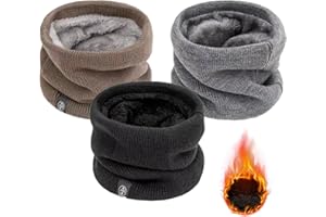 GUTERTOP 3 Stück Loop Schal Herren, Schlauchschal Herren Winter, Halsschlauch Herren für Outdoor Aktivitäten, Dick Fleece Loop Schal Winddichte für Maske Schwarz