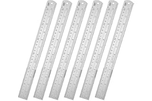 DRAGON EIGHT Classic Ruler 12 Inch Stainless Steel Ruler Straight Edge Metal Rulers for Measuring Tool 6 Pack Set