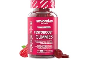 Testosterona Hombre - 60 Gominolas - con Maca Negra, Tribulus Terrestris, Fenogreco, Zinc y Vitamina D - Energía, Musculación y Libido - Vegano y Sin Gluten - Gominolas de Testosterona - Novomins