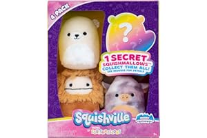Squishville by Original Squishmallows Mount Squishmore Squad Plush - Four 2-Inch Squishmallows Plush Including Benny, Thekla, and Rufus - Toys for Kids
