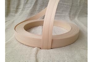 REAL WOOD VENEER EDGING 18MM WIDE Pre Glued Iron on White Beech Wood Veneer Edging Tape 18mm Wide x 5metres.