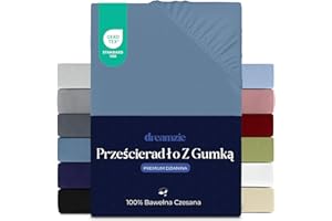 Prześcieradło Dreamzie 160x200 cm, 100% bawełna Premium Jersey, wysokość materaca do 27 cm, hipoalergiczne, Oeko-Tex, niebieskie