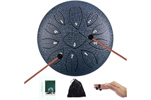 TMPZ Zungentrommel,Steel Tongue Drum 6 Zoll 11 Töne D-Dur Stahlzungentrommel Klangtrommel Handpan Instrument für Anfänger Erwachsene und Kinder,mit Notenblättern für Meditation,Yoga und Klangheilung