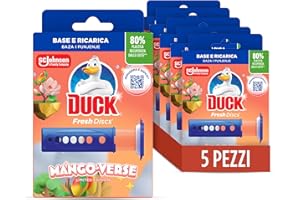 Duck Fresh Discs - Base per Dischi Gel Igienizzanti WC, Fragranza Mango, Magnolia & Ananas, Formato Scorta 5 Applicatori, 30 dischetti