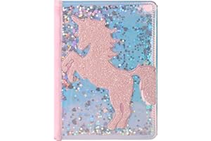 TIEFOSSI Journal Licorne Glitter pour filles, Cadeau pour filles de 6 à 12 ans, Carnet Moelleux pour Enfants, Carnet A5 ligné pour écrire et dessiner, Joli Journaux Licorne pour Filles