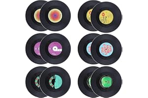 KEESIN Sottobicchieri in vinile antiscivolo, retro CD Record isolati tazza da caffè, 12 pezzi (blu)