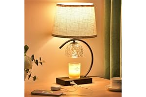 GOLOZA Candle Warmer Lamp for Bedroom, 24H Cycle Timer, Dimmable, Dual Charging Port, Wax Melt Warmer with 2 Bulbs, Table Lamps for Night Stands, Home Decor House Warming Gifts Christmas Birthday
