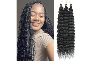 MLETULIPS Ocean Wave Crochet Hair Extensions Deep Wave Braiding Crochet Hair Soft Synthetic Curly Braiding Crochet Hair for Black Women (18 inch (pack of 3）, 1B)
