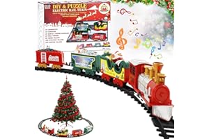 Shinybox Conjunto Navideño de Vías, Juguete para Niños, Juego de Trenes Eléctricos para Debajo del árbol