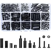 Ewwtrey Pack of 260 M3 Nylon Hex Bolts Nut Circuit Spacer, Male Female Screws Nuts Assortment Set (Black, 260 Pieces M3)