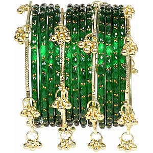 Swara Creations Kashmiri Ghungroo glass Bangles set | Viral Raindrop Multi Set for Women and Girls | Set of 16 Pcs (SKU415)