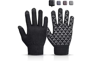 SHOLOV Guanti invernali, guanti invernali caldi tattili antiderapant super morbidi guanti lavorati a maglia sport inverno guanti ciclismo ciclismo moto per uomo donna