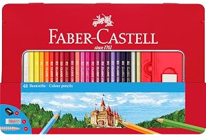 Faber-Castell Klassiska färgpennor tennset, 48 livliga färger i robust metallfodral – premium-barnkonstprodukter