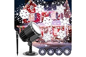 FOVENDI Proiettore Natale Esterno LED Fiocchi di Neve Proiettore Esterno Decorazioni Natalizie Finestre Decorazioni Natalizie Luci Impermeabili per Natale Halloween Esterno Interno Parete Festa Giardino