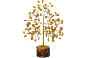 FASHIONZAADI Yellow Aventurine crystal tree crystals and gemstones tree of life artificial bonsai crystal tree,decorative home accessories,house warming gifts new home, gifts for women birthday unique, 7-8 inch