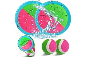 Jalunth Captura Bolas Raqueta Set - Lanzamiento Pelota Juegos Juguetes Playa Agua Jardin Exterior Interior Piscina Terraza para Niños Niña Infantiles Adultos 2 3 4 5 6 7 8 9 10 11 Años Pascua Regalos