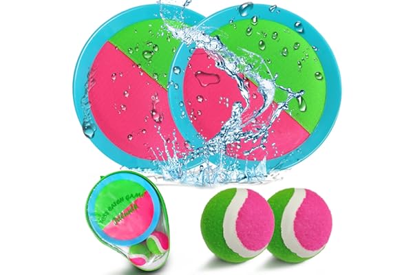 Jalunth Balle Raquette Scratch Jeux - Jouet Plage Jardin Piscine Exterieur Interieur Plein Air Parc Cour Jeu pour 3 5 4 6 7 8 9 10 11 12 Ans Enfant Fille Garcon Bebe Adulte Famille Paques Cadeau
