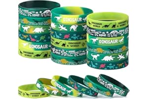 vamei Pulseras de Silicona Dinosaurio 30 Piezas Pulsera de Goma para Suministros de Fiesta de Cumpleaños Brazaletes de Silicona Colores para Niños Niñas Regalos Fiestas Temáticas de Dinosaurio