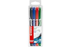 STABILO SENSOR fine - Fineliner with Cushioned F-Tip - Pack of 4 - Green, Red, Blue, Black